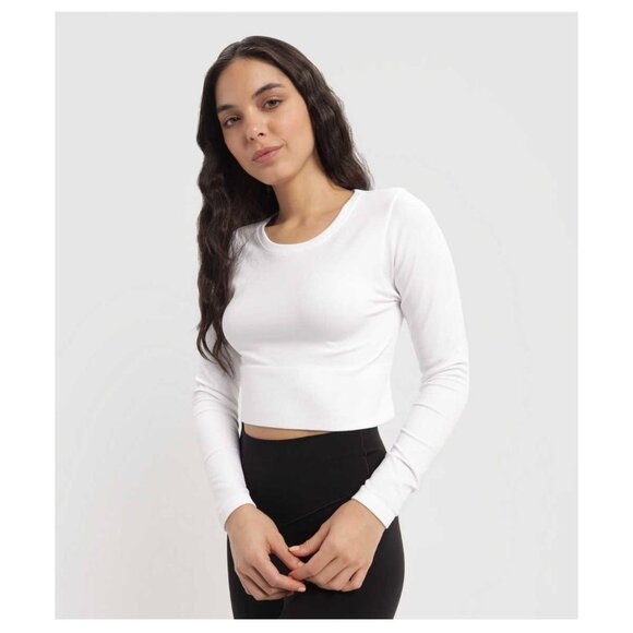 Offline by Aerie medium white sidewalk seamless long sleeve cropped t-shirt - Picture 1 of 10